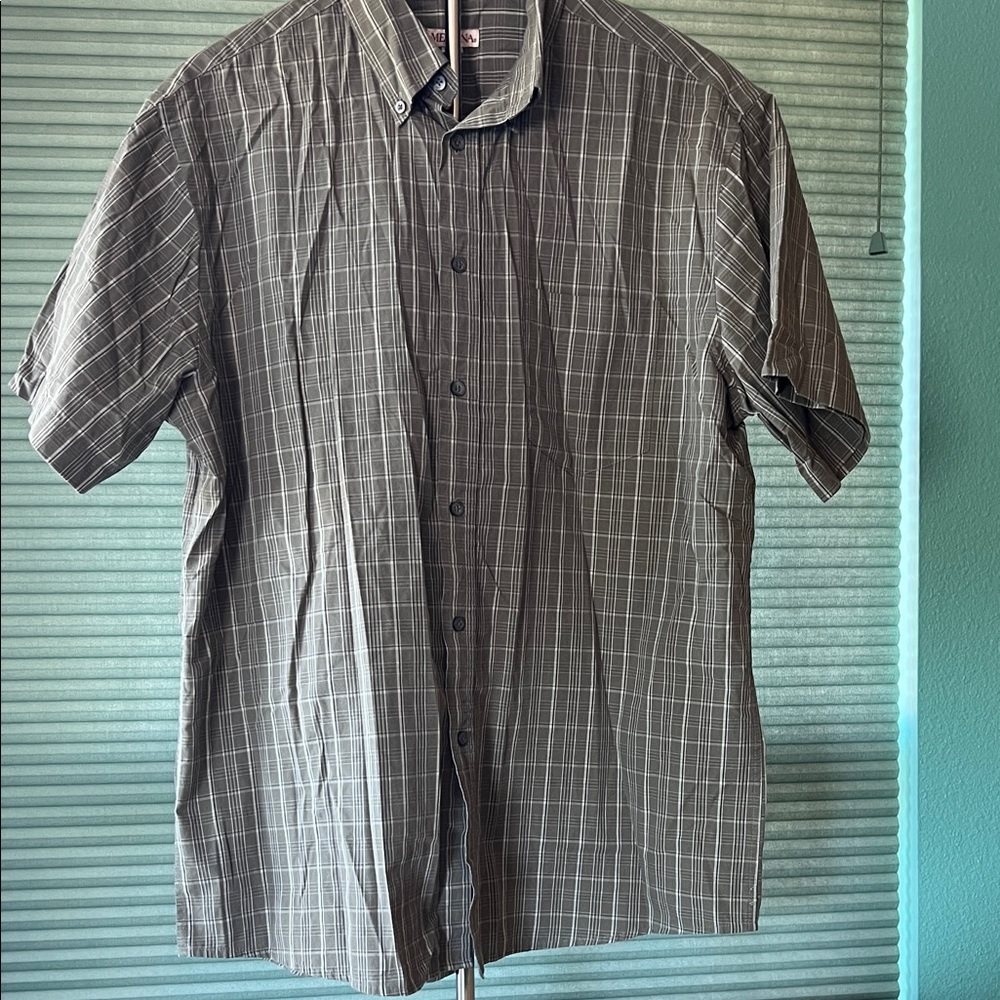 Merona Men's Short-Sleeve Button-Down Plaid Shirt - Brown and Gray